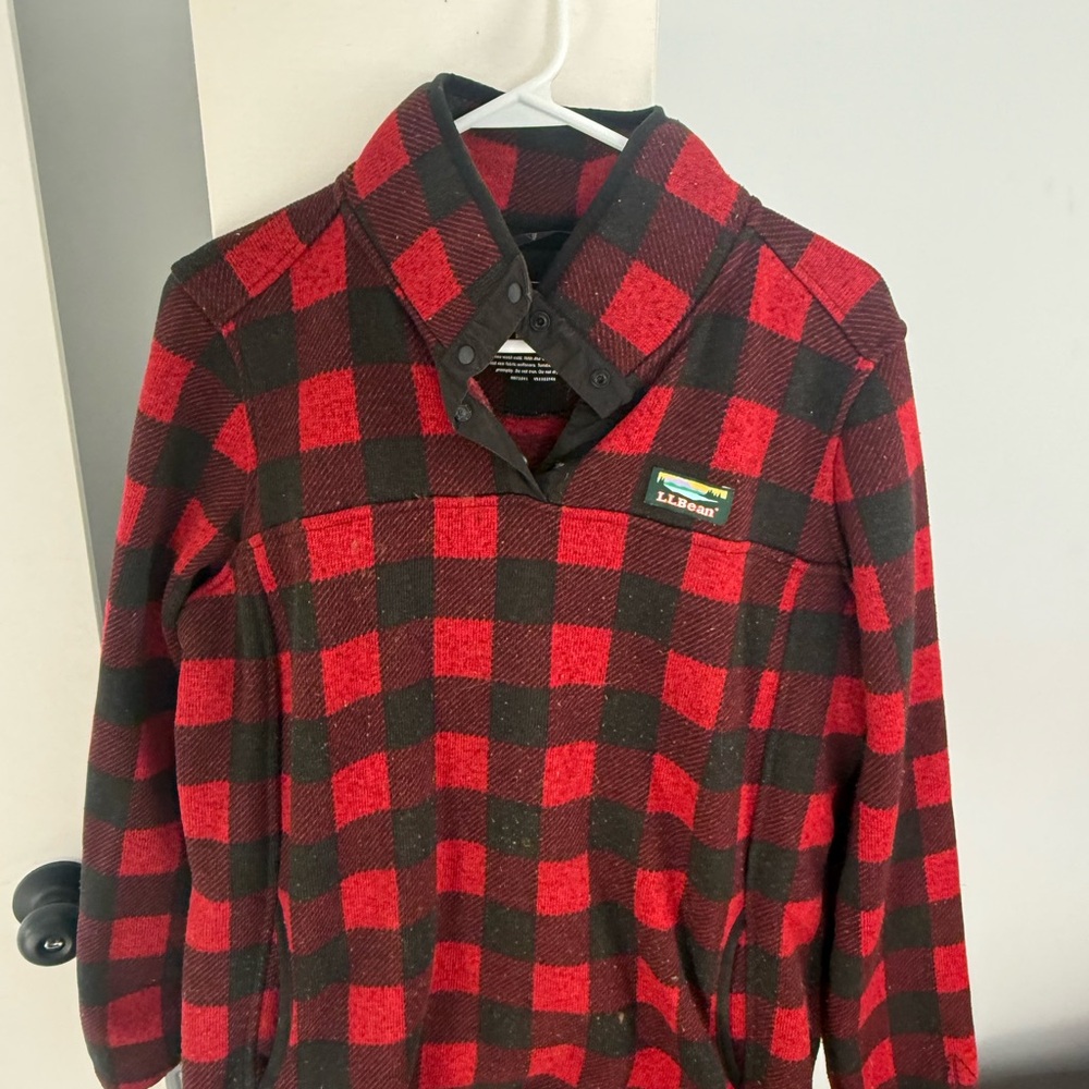 L.L. Bean Red and Black Checkered Pullover